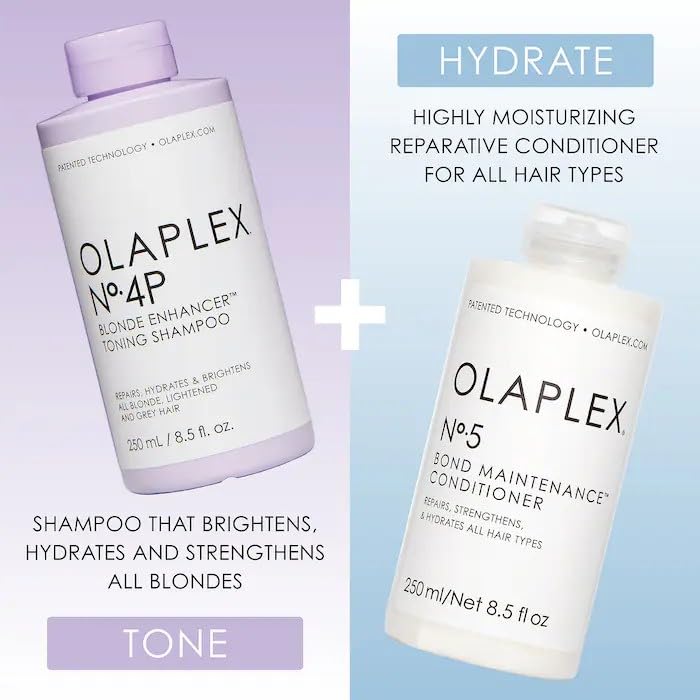 Olaplex No. 4P Blonde Enhancer Purple Toning Shampoo, Repairs, Hydrates, & Brightens All Blonde, Lightened, & Grey Hair, 8.5 fl oz