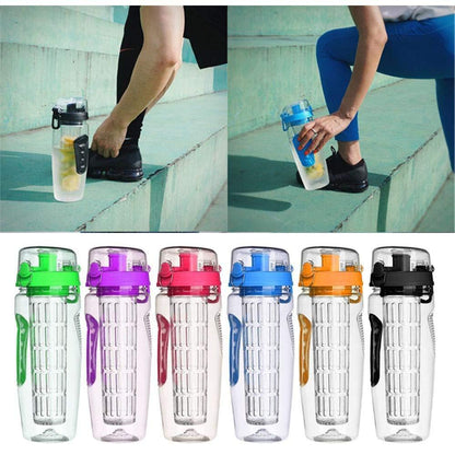 32oz/1000ml BPA Free - Plastic Sport Fruit Infuser Water Bottles, Shaker style